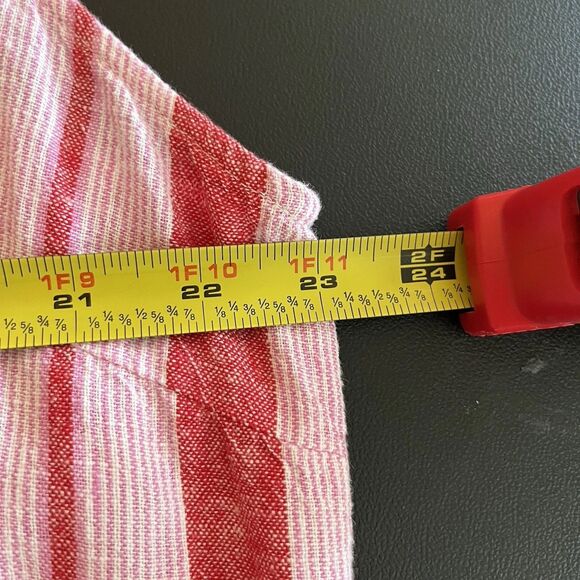 Gap Women's Sleeveless Button Up Linen Blend Striped Red Shift SZ XL - Picture 7 of 8